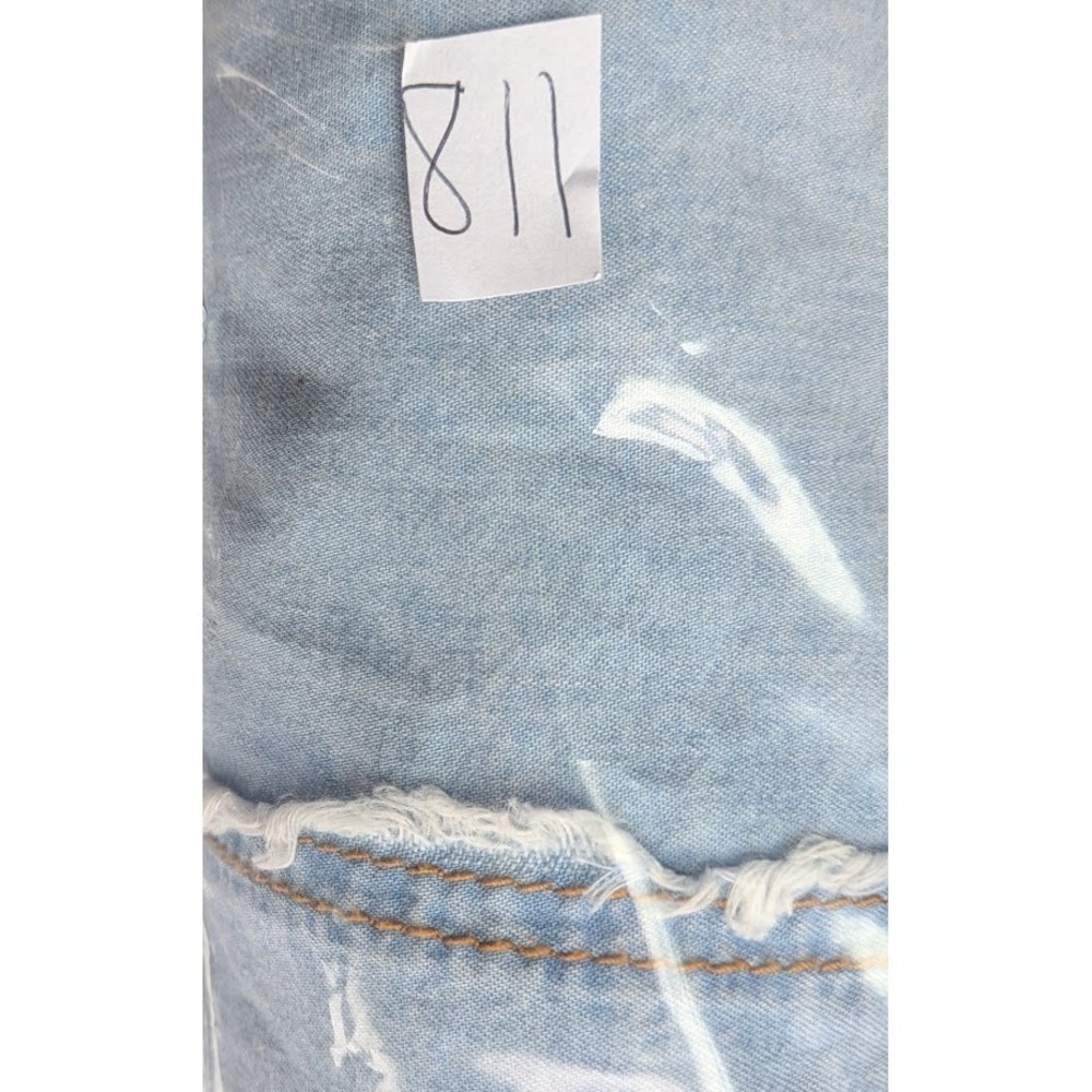 New Pol Denim Shacket Womens Top L Distressed Patchwork Indie Boho Anthropologie - Picture 11 of 11